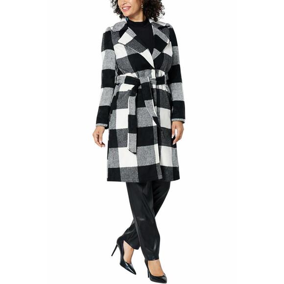 G by Giuliana Jackets & Blazers - G by Giuliana Women's Black Label Plaid Trench Coat Black Size Medium Petite